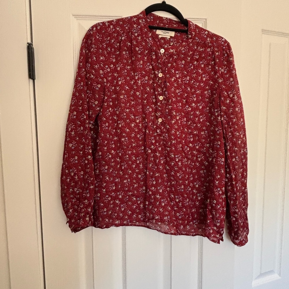 Madewell Crimson Floral Button-Up Blouse